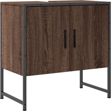 Armoire lavabo de salle de bain chêne marron 60x33x60 cm