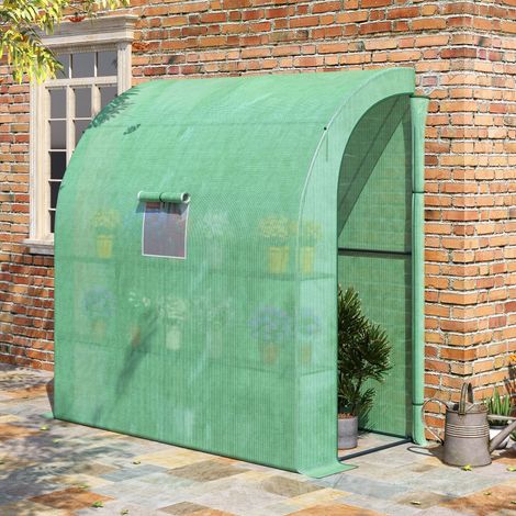 Anlehngewächshaus mit 2 Türen 200x100x215 cm Stahl OKMYHOME