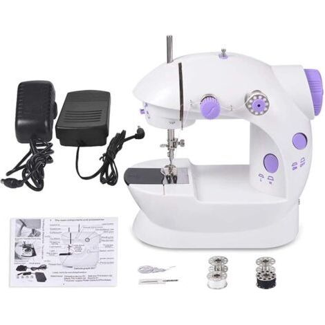 Tragbare Nähmaschine Mini-Nähmaschine Zwei-Gang-Zwei-Faden-Pedale Mini-Größe (1/4)
