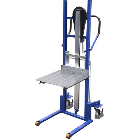 VARIOfit Materialheber inkl. Gabelzinken und Ladeplattform mit Bereifung aus thermoplastischem Gummi Enzianblau