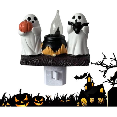 Veilleuse Feu De Fantôme Lampe De Nuit Halloween À Brancher