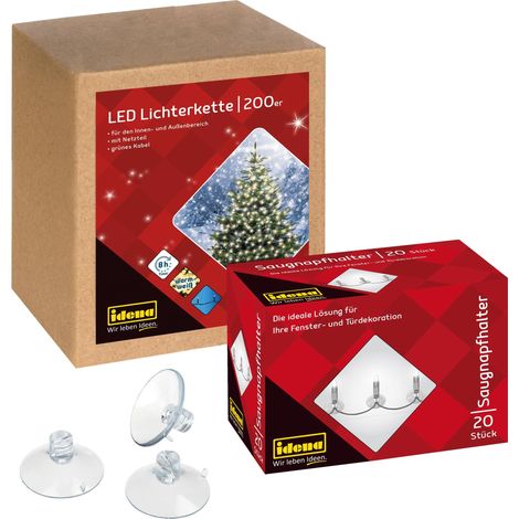 Guirlande lumineuse LED avec 200 LED en or-jaune avec minuterie, 29,9 m, incl. 20 ventouses avec fente pour fixation, extérieur (1/5)