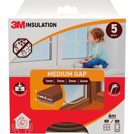 Bourrelet d'isolation classique pour espaces moyens de 1 - 4 mm, marron, 6 m