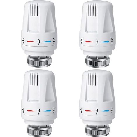Lot de 4 Têtes Thermostatiques pour Radiateur, Raccord M30 x 1,5, Robinet Thermostatique TRV pour Chauffage (1/5)