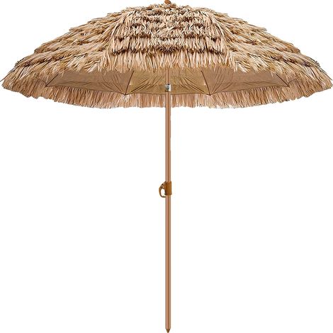 Sombrilla de playa, protección solar UPF 30, inclinación ajustable, color caqui. (1/2)