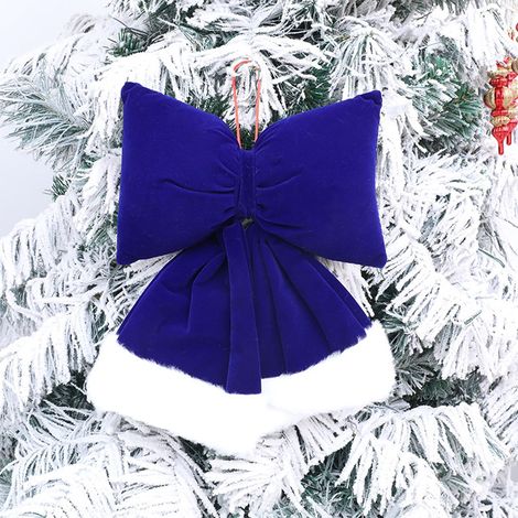 Ribbon - Bow Noël Velours - Décoration Pour Couronne Arbre Fenêtre Mariage Fête - 25 x 17 cm - Bleu - 1 Pièce (1/5)