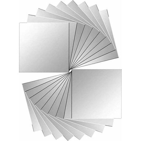 Lot de 18 pièces miroir carreaux autocollant miroir autocollant miroir mural pour décoration murale argent 15 x 15 cm