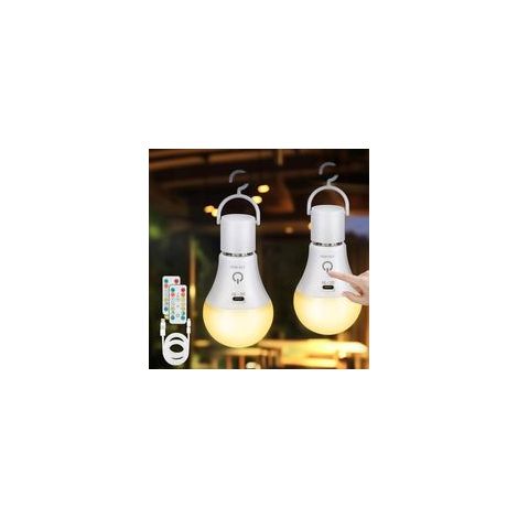 Confezione da 2 lampadine ricaricabili - Lampadina con telecomando - E27 USB 7W - 3 colori variabili - Controllo touch - Illuminazione di emergenza per esterni (1/4)