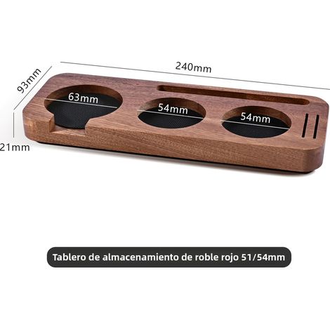 Support de base pour tamper à café 51MM, 54MM, 58MM, station de barista avec matrice en coton pour accessoires d'espresso avec porte-filtre, bois de noyer. (1/4)