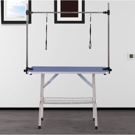 Table de toilettage pour chien et chat réglable avec panier, 107 x 60 x 170 cm, bleu DESVIAE (1/5)