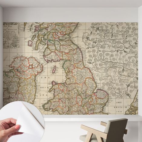 Fotomurale adesivo stickers - murali decorativo - soggiorno moderno - effetto realistico - Mappa storica 152x104 cm (1/5)