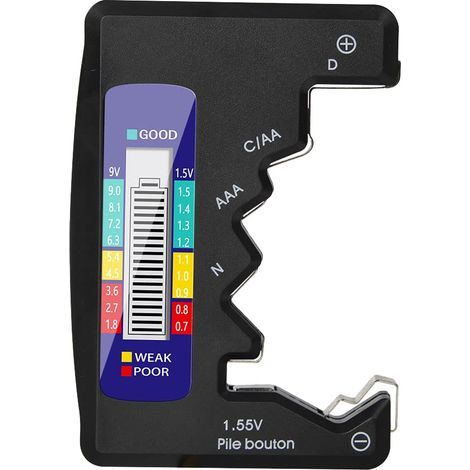 1,5V 9V Digitaler Batteriekapazitätstester AA AAA LR44 Universal-Lithiumbatterien, Netzteilprüfer, Messwerkzeug - Schwarz (1/5)