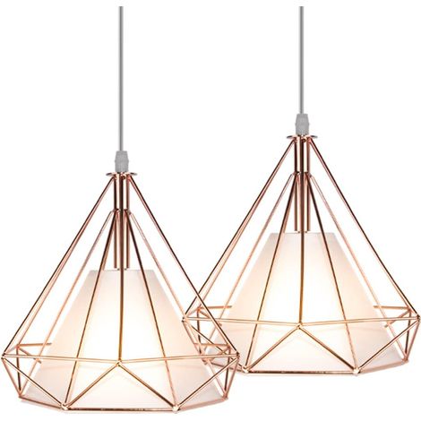 Pendelleuchte Industrielle Metall Eisen Hängelampe e27 Höhenverstellbar Hängende Deckenleuchte für Schlafzimmer Wohnzimmer,2Pcs Roségold