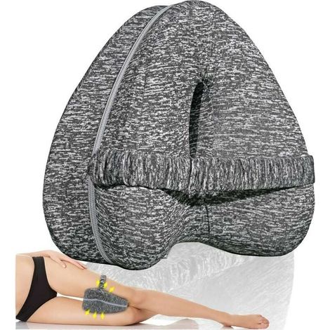 Oreiller de genou avec sangle élastique, coussin orthopédique de positionnement des jambes pour un meilleur sommeil, idéal pour l'alignement de la colonne vertébrale, des hanches, du dos, des articula