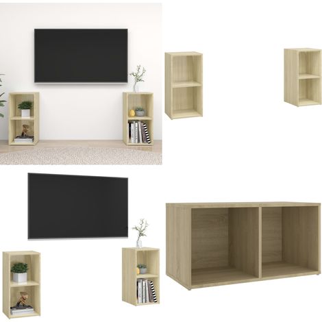 TV-Schränke 2 Stk. Sonoma-Eiche 72x35x36,5 cm Holzwerkstoff - TV Schrank - Holzwerkstoff Möbel - Sonoma Eiche - Wohnzimmer Dekoration - Regal - Home & Living