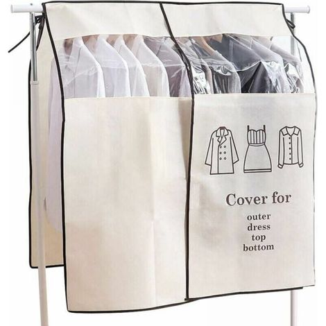 (Beige) Clothes Cover 90×110cm Dustproof Clothes Cover Universal Clothes Cover YMYNY