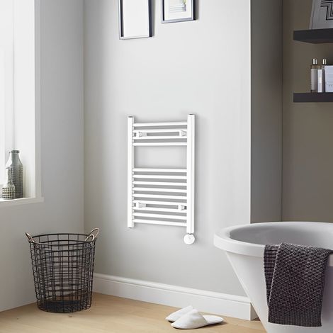 Heatwave Ballad White Thermostatic Electric Ladder Towel Rail 691mm (H) x 450mm (W) (1/2)