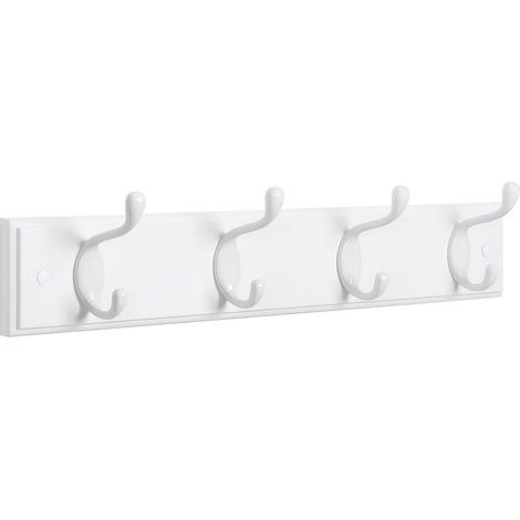 Perchero de pared perchero con 4 ganchos para sombreros bufandas paraguas llaves 40 cm para entrada al baño blanco 120003150 (1/3)