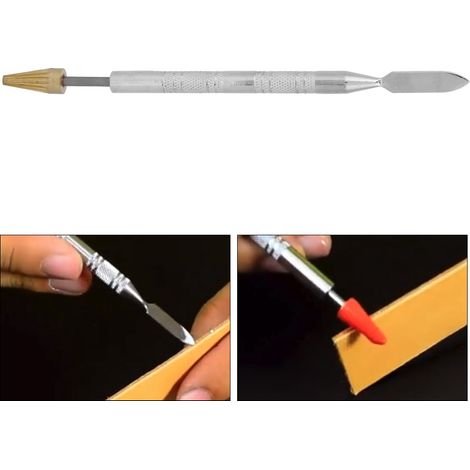 Rouleau à peinture à l'huile multifonctionnel en acier inoxydable et laiton pour travaux manuels en cuir (pointe conique) (1/5)