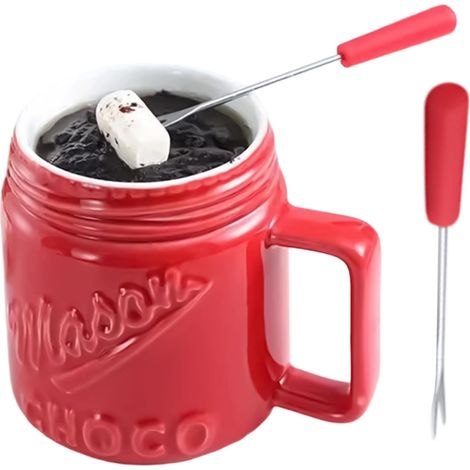 Coupe à Fondue au Chocolat Mini Mug en Céramique Résistant à la Chaleur Coupe à Fondue au Fromage pour Fêtes Familiales à la Maison, Rassemblements, Célébrations, Desserts au Chocolat, Beurre et (1/5)