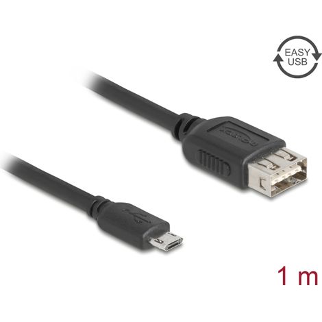 Delock USB 2.0 Kabel EASY USB Typ Micro-B Stecker zu EASY USB Typ-A Buchse 1 m