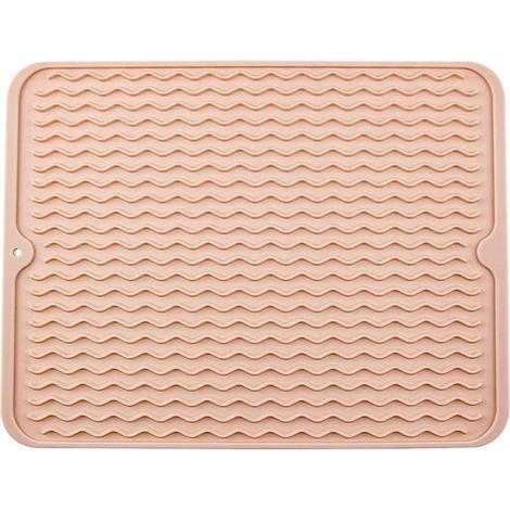 1 Tapis de séchage silicone, bordures surélevées, résistant à la chaleur, antidérapant, pour cuisine (1/5)