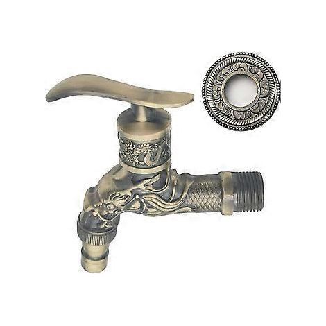 Vintage-Armatur (2024), Antikmessing-Armatur, Gartenarmatur im Antikstil, Antik-Armatur mit Drachenmotiv für Küche, Bad und Außenbereich