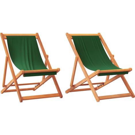 Maison Exclusive - Sedie da Spiaggia Pieghevoli 2 pz Verdi in Tessuto