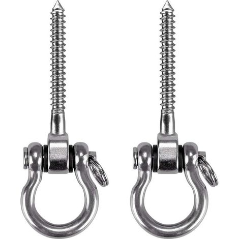 2 Pièces Crochet a Visser, Acier Inoxydable 304 Robuste 180° Crochet Plafond pour Aire de Jeux Intérieure Extérieure Yoga, Hamac,Corde, Balançoire, Suspendue Chaise, Sac de Boxe, Max 450kg (1/5)