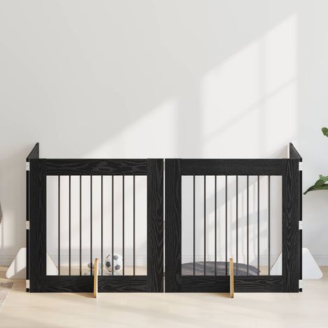 Puerta de perro con soportes 4 pcs Roble Negro 80 x 80 cm
