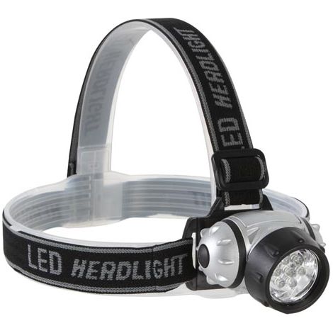 Perel – Lampe frontale 7 LEDs blanches ultralumineuses – 11000 mcd/led – Autonomie 5h – Boîtier ABS étanche – Bandeau réglable (1/7)