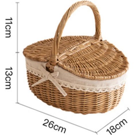 Cesta de mimbre de 26x18x13 cm – Cesta de juguete o de picnic para niños con forro lavable, regalo de agradecimiento ideal. (1/4)