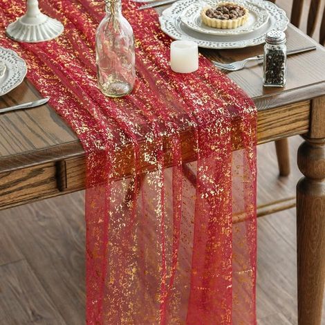 Striscia da tavolo trasparente con lamina glitterata 75 x 300 cm Decorazione per tavolo da cucina e da pranzo Decorazione per vacanze, feste e compleanni (per de (1/5)