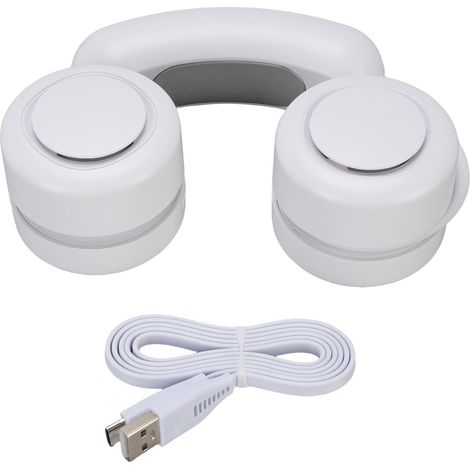 Ortviai Ventilateur portable pour cou rechargeable, 3 vitesses, refroidissement semi-conducteur, silencieux, blanc (1/5)