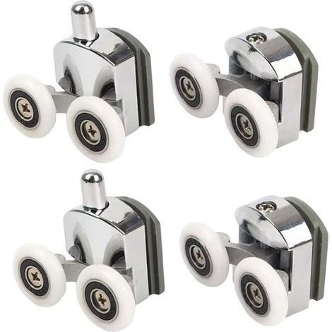 Roulettes De Douche Double Porte Coulissante 4 Pieces 2 Superieures Et 2 Inferieures 23 Mm (1/4)