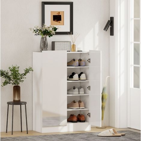 Mobile porta scarpe 5 livelli per 20 paia, ripiani regolabili, 72 x 34,5 x 103 cm, bianco HAVRYA (1/4)