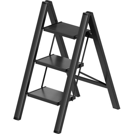 Escabeau pliant 3 marches en acier au carbone – Charge 150kg – Dimensions 45x65x82cm – Antidérapant pour sécurité accrue (1/5)
