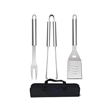 QH Set 3 Pezzi Utensili Barbecue, Acciaio Inossidabile Kit Accessori Griglia per Cucina BBQ (1/4)