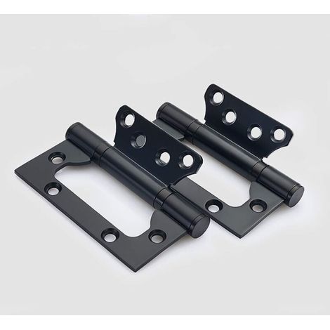 Lot De 4 Charnières En Acier Inoxydable, 4 Pouces Rectangulaire Feuille 100mm Charnières De Porte, Noir