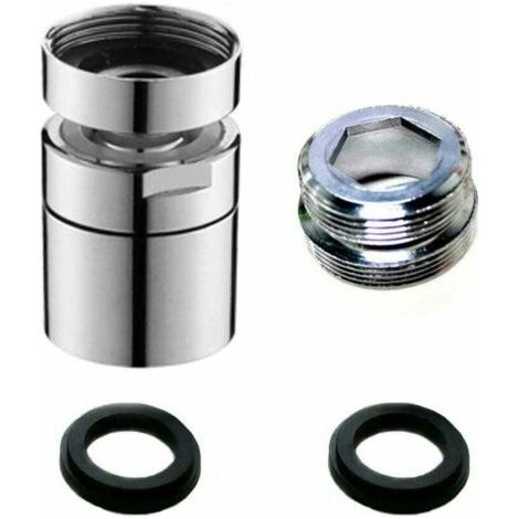 Aérateur de robinet, filtre à eau à économie d'eau pivotant à 360 degrés pour filetage mâle M22 et filetage femelle M24 pour cuisine salle de bain (argent) (1/5)