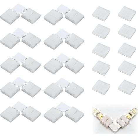 Lot de 20 Connecteurs pour LED RGB Rubans 4 Broches 10mm, avec 10pcs Connecteurs d'Angle en L et 10pcs Connecteur Bande LED, 4 Pin 10mm Raccord Rubans LED Sans Soudure pour RGB SMD 5050 (1/5)