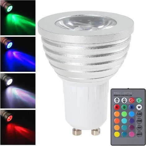 Spot Rgb Lampe Gu10 Multicolore 3w Led Télécommande Chromothérapie (1/5)