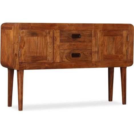 Buffet bahut armoire console meuble de rangement bois massif avec finition en bois de sesham 120 cm (1/5)