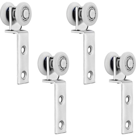 20mm Lot de 4 Roulettes Suspendues pour Porte Coulissante, Roulettes à Double Roue avec Support Fer, Accessoires pour Porte de Placard Bibliothèque Cuisine Silencieuse (1/5)