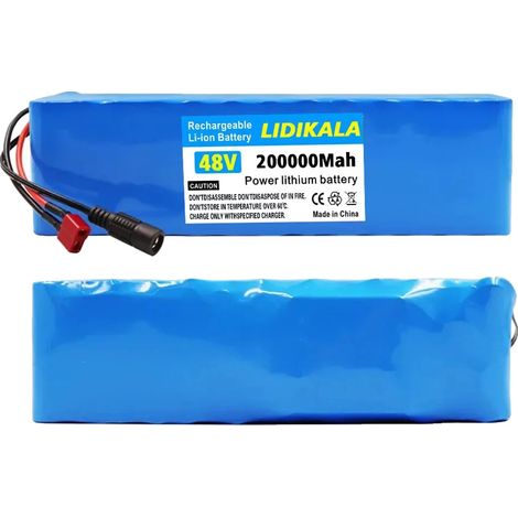 Pack de batterie lithium-ion, capacité de 200Ah, compatible avec les vélos électriques, T-DC, 48V (1/2)