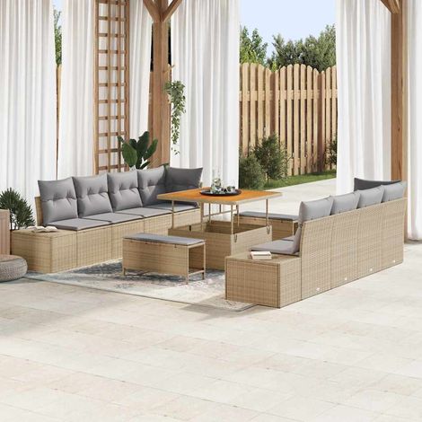 Gartensofa-set mit Kissen Beige 100 x 100 x 71 cm Poly Rattan (1/5)
