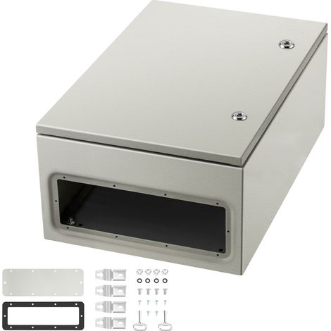 Boîte électrique en acier NEMA 4X, 60x40x25 cm, étanche IP66, anti-poussière, pour usage intérieur/extérieur, avec plaque de montage. (1/5)