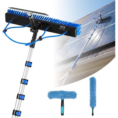 Kit Nettoyage pour Panneaux Solaires 10 m Brosse Télescopique Nettoyage Passage Eau Perche Alliage Alu pour Panneaux Solaires Toit, avec Tête Brosse Rotative 180°, Raclette, Distributeur Savon (1/5)