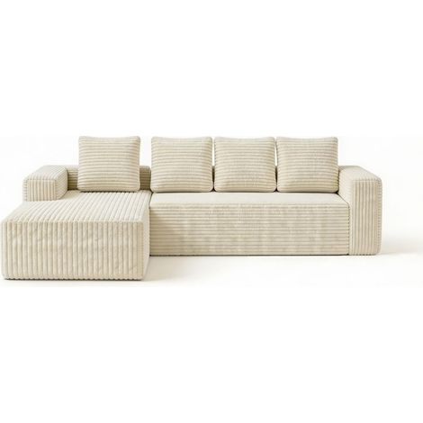 Canapé d'angle Cloud avec méridienne en L, canapé modulable moderne avec assise profonde, canapés rembourrés
