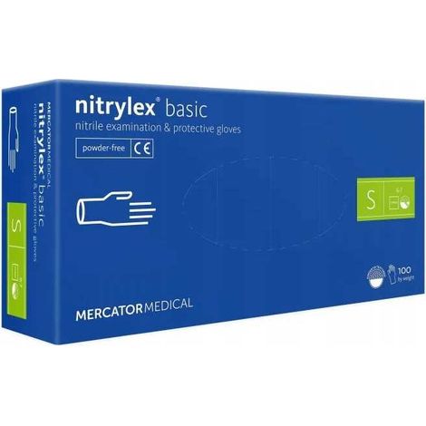Guantes de nitrilo, 100 unidades, Nitrylex Basic, azul oscuro, talla 7S